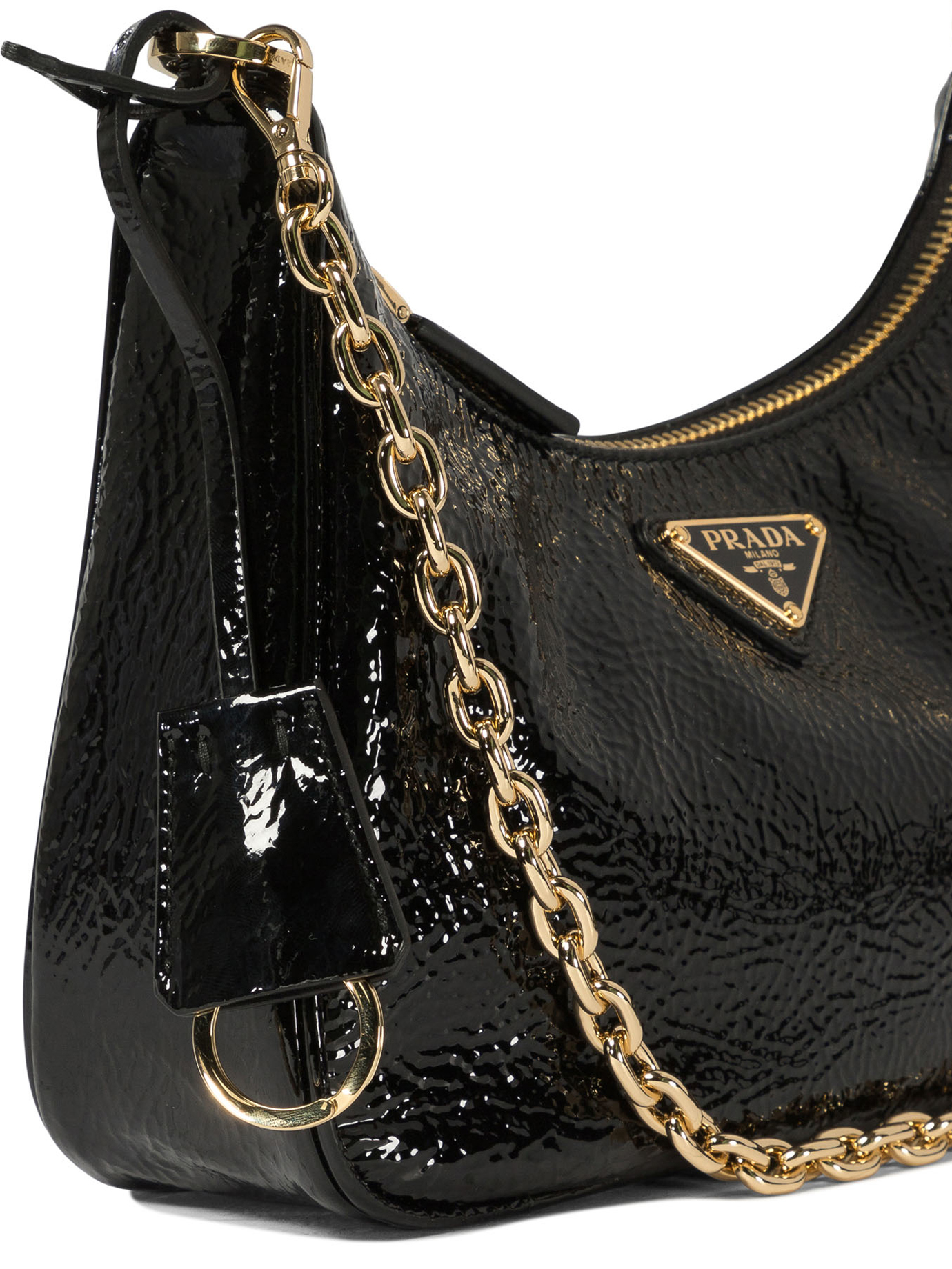 PRADA Black   Prada Re-Edition naplak patent leather mini-bag